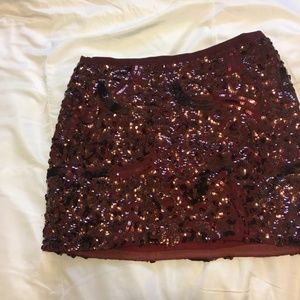 Marroon Sequence Skirt